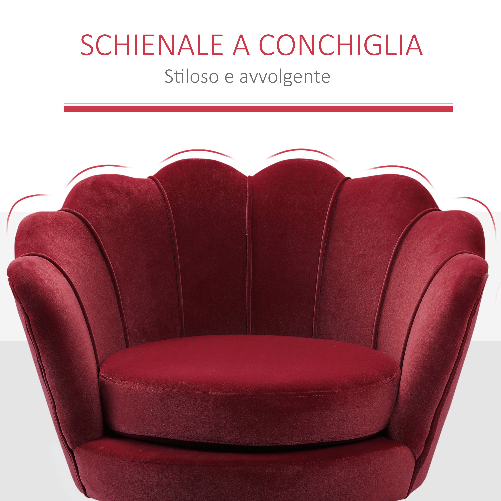 HOMCOM-Poltrona-Vintage-di-Design-in-Velluto-Rosso-Scuro-Poltroncina-da-Camera-con-Schienale-Alto-76x67x74cm