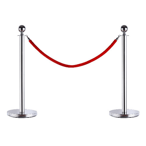 HOMCOM-Transenne-Elimina-Separacode-Paletti-di-Delimitazione-con-Corde-Rosso-Acciaio-Inox--32-x-95CM