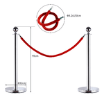 HOMCOM-Transenne-Elimina-Separacode-Paletti-di-Delimitazione-con-Corde-Rosso-Acciaio-Inox--32-x-95CM
