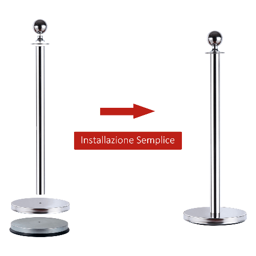 HOMCOM-Transenne-Elimina-Separacode-Paletti-di-Delimitazione-con-Corde-Rosso-Acciaio-Inox--32-x-95CM