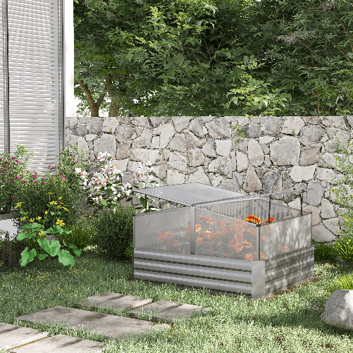 Outsunny-Fioriera-in-Metallo-Rialzata-con-Copertura-in-PC-per-Uso-Esterno-in-Giardino-e-Balcone-126x107x57-5-67-5-cm