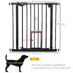 PawHut-Cancelletto-per-Cani-con-Fissaggio-a-Pressione-Estensibile-da-74-80cm-con-Chiusura-Automatica-Nero