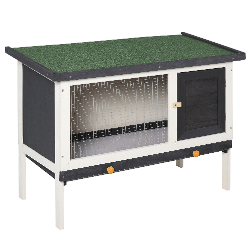 PawHut-Conigliera-in-Legno-di-Abete-da-Esterno-con-Vassoio-Estraibile-Tetto-Apribile-in-Bitume-e-Rete-Metallica-90x45x65cm-Nera-Bianca-e-Verde