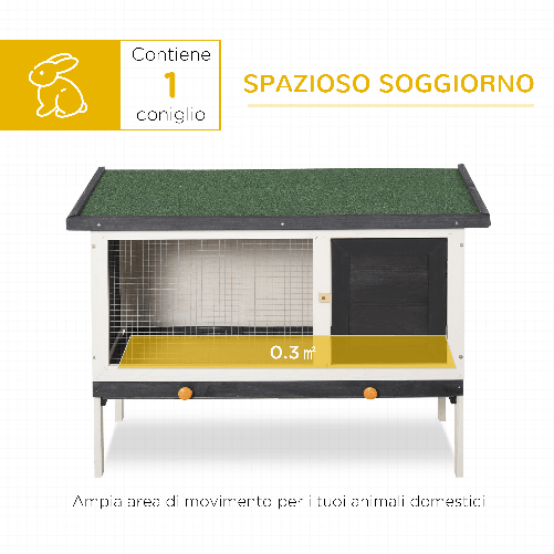 PawHut-Conigliera-in-Legno-di-Abete-da-Esterno-con-Vassoio-Estraibile-Tetto-Apribile-in-Bitume-e-Rete-Metallica-90x45x65cm-Nera-Bianca-e-Verde