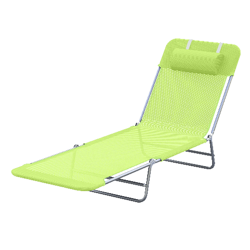 Outsunny Lettino Prendisole Pieghevole con Schienale Reclinabile e Cuscino, 182x56x24.5cm