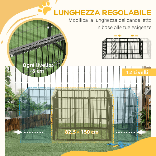 PawHut-Recinto-per-Cani-di-piccola-taglia-con-6-pannelli-per-esterni-e-Interni-82-5-150x79x61cm-Metallo