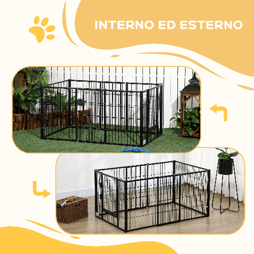 PawHut-Recinto-per-Cani-di-piccola-taglia-con-6-pannelli-per-esterni-e-Interni-82-5-150x79x61cm-Metallo