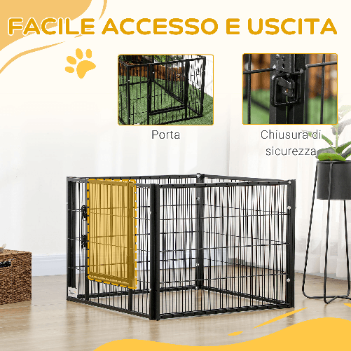 PawHut-Recinto-per-Cani-di-piccola-taglia-con-6-pannelli-per-esterni-e-Interni-82-5-150x79x61cm-Metallo