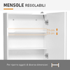 HOMCOM-Armadietto-Pensile-da-Bagno-con-1-Anta-Specchio-e-Luci-a-LED---2-Ripiani-Interni---MDF-Bianco--60-x-50-x-15cm-