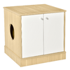 PawHut-Mobile-Lettiera-per-Gatti-con-2-Ante-e-Ripiano-Interno-Estraibile-in-Legno-60x55x62-5cm---Legno-Bianco