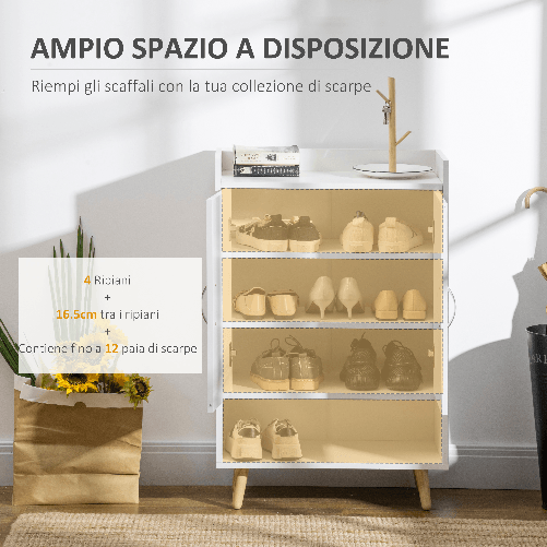 HOMCOM-Mobile-Scarpiera-Salvaspazio-in-Legno-Bianco-con-Ripiano-Aperto-Armadio-Scarpiera-di-Design-per-Ingresso-60x30x92cm