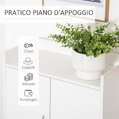 HOMCOM-Mobile-Scarpiera-Salvaspazio-in-Legno-Bianco-con-Ripiano-Aperto-Armadio-Scarpiera-di-Design-per-Ingresso-60x30x92cm