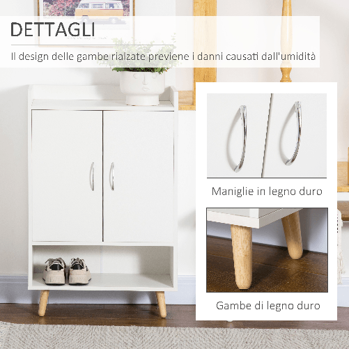 HOMCOM-Mobile-Scarpiera-Salvaspazio-in-Legno-Bianco-con-Ripiano-Aperto-Armadio-Scarpiera-di-Design-per-Ingresso-60x30x92cm