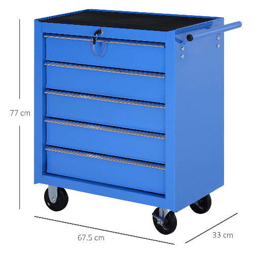 HOMCOM--Carrello-da-Officina-con-5-Cassetti-Portautensili-da-Lavoro-67-5x33x77cm