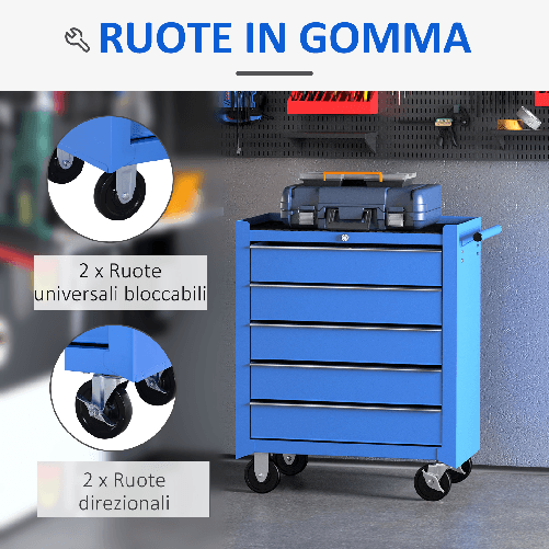 HOMCOM--Carrello-da-Officina-con-5-Cassetti-Portautensili-da-Lavoro-67-5x33x77cm