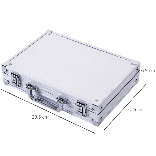HOMCOM-Valigetta-Poker-Professionale-in-Alluminio-Set-Poker-con-200-Fiches-e-2-Mazzi-per-Texas-hold-em-e-Blackjack
