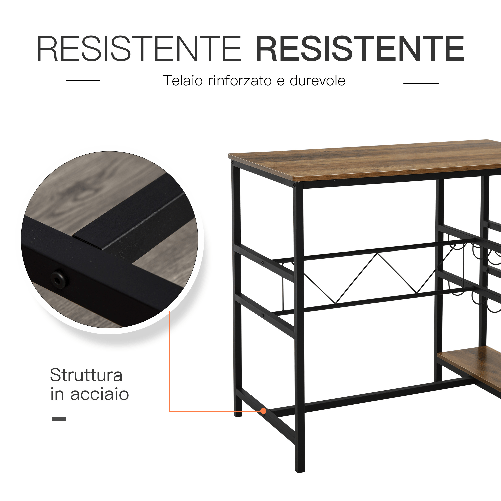 HOMCOM-Set-Tavolo-con-2-Sgabelli-Alti-da-Bar-Portabottiglie-e-Portabicchieri-in-Stile-Industriale