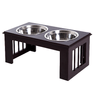 Pawhut-Ciotola-Rialzata-per-Cani-in-Acciaio-Inossidabile-Base-in-Legno-MDF-con-2-Piatti