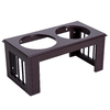 Pawhut-Ciotola-Rialzata-per-Cani-in-Acciaio-Inossidabile-Base-in-Legno-MDF-con-2-Piatti