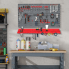 DURHAND-54pz-Contenitore-Portautensile-con-50-ganci-montaggio-a-muro-rosso-grigo