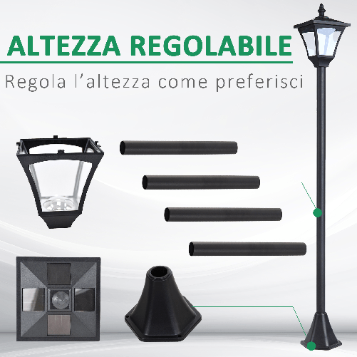 Outsunny-Lampada-da-Giardino-Lampada-da-Terra-LED-da-Esterno-a-Energia-Solare-Impermeabile-IP44-15x15x120-cm-Nero