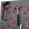 DURHAND-54pz-Contenitore-Portautensile-con-50-ganci-montaggio-a-muro-rosso-grigo