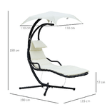 Outsunny-Lettino-Sdraio-Chaise-Longue-Prendisole-con-Tettuccio-Crema-190---115---190cm