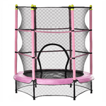 HOMCOM Tappeto Elastico per Bambini 3-6 Anni con Rete, Bordo Imbottito e Corde Elastiche, Trampolino da Giardino ?140x160cm Rosa e Nero