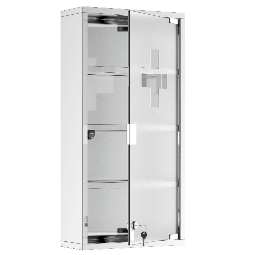 HOMCOM-Armadietto-Medicinale-Cassetta-Porta-Medicina-a-Quattro-Ripiani-in-Acciaio-Inox-30x12x60cm