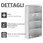 HOMCOM-Armadietto-Medicinale-Cassetta-Porta-Medicina-a-Quattro-Ripiani-in-Acciaio-Inox-30x12x60cm