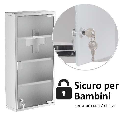 HOMCOM-Armadietto-Medicinale-Cassetta-Porta-Medicina-a-Quattro-Ripiani-in-Acciaio-Inox-30x12x60cm