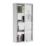 HOMCOM-Armadietto-Medicinale-Cassetta-Porta-Medicina-a-Quattro-Ripiani-in-Acciaio-Inox-30x12x60cm