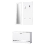 HOMCOM-Mobile-per-Ingresso-in-Legno-Set-3-Pezzi-con-Scarpiera-Appendiabiti-e-Specchio-80x27x46-5cm---Bianco