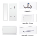 HOMCOM-Mobile-per-Ingresso-in-Legno-Set-3-Pezzi-con-Scarpiera-Appendiabiti-e-Specchio-80x27x46-5cm---Bianco