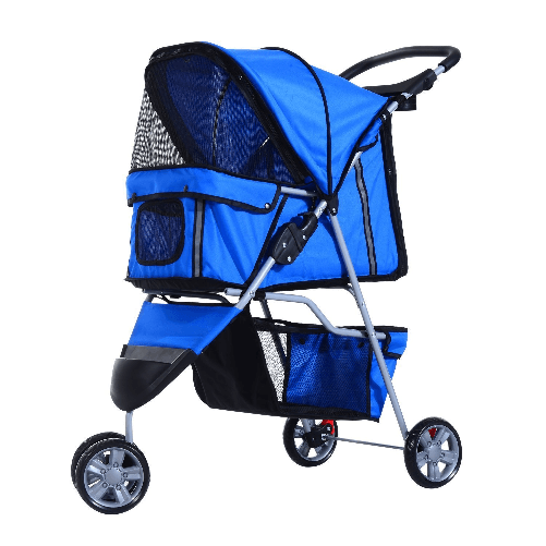 PawHut-Passeggino-per-Cani-10-kg-Pieghevole-Carrello-per-Cani-Animali-Domestici-Carrozzina-Blu-75-x-45-x-97cm