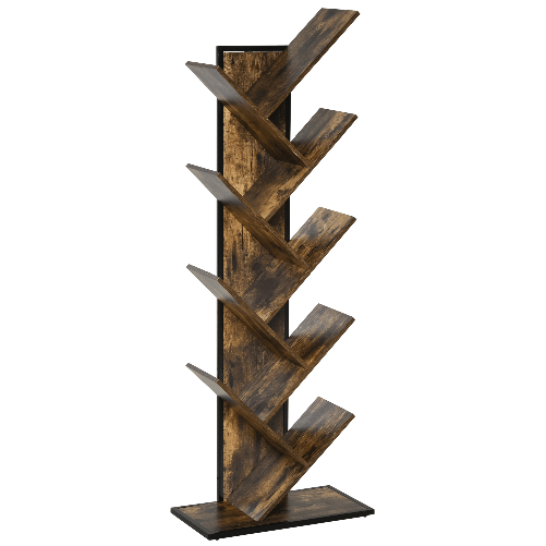 HOMCOM-scaffale-libreria-design-scaffale-in-legno-ad-Albero-in-Stile-Industriale-con-10-Ripiani-Color-Legno