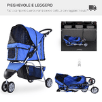 PawHut-Passeggino-per-Cani-10-kg-Pieghevole-Carrello-per-Cani-Animali-Domestici-Carrozzina-Blu-75-x-45-x-97cm