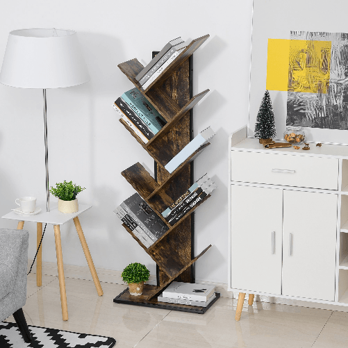 HOMCOM-scaffale-libreria-design-scaffale-in-legno-ad-Albero-in-Stile-Industriale-con-10-Ripiani-Color-Legno