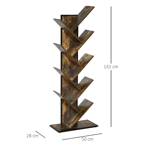 HOMCOM-scaffale-libreria-design-scaffale-in-legno-ad-Albero-in-Stile-Industriale-con-10-Ripiani-Color-Legno
