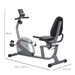 HOMCOM-Cyclette-Orizzontale-con-Schienale-e-Seduta-Regolabile-8-Resistenze-e-Monitor-LCD-121-5-136x62-5x98cm---Grigio
