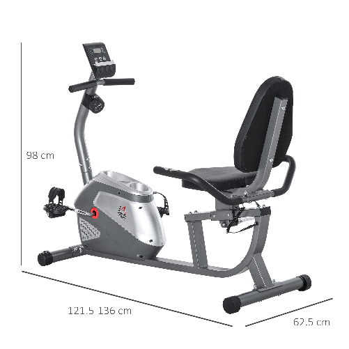 HOMCOM-Cyclette-Orizzontale-con-Schienale-e-Seduta-Regolabile-8-Resistenze-e-Monitor-LCD-121-5-136x62-5x98cm---Grigio