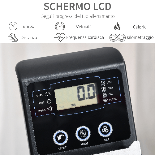 HOMCOM-Cyclette-Orizzontale-con-Schienale-e-Seduta-Regolabile-8-Resistenze-e-Monitor-LCD-121-5-136x62-5x98cm---Grigio