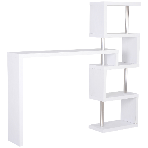 HOMCOM-HOMCOM-Moderna-Scrivania-con-Libreria-Ruotabile-Adatta-per-Ottimizzare-lo-Spazio-Finitura-Legno-Bianco