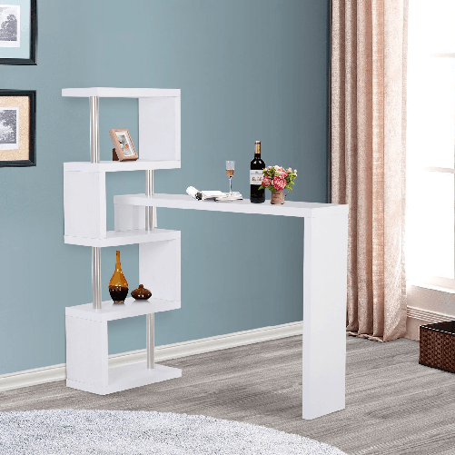 HOMCOM-HOMCOM-Moderna-Scrivania-con-Libreria-Ruotabile-Adatta-per-Ottimizzare-lo-Spazio-Finitura-Legno-Bianco