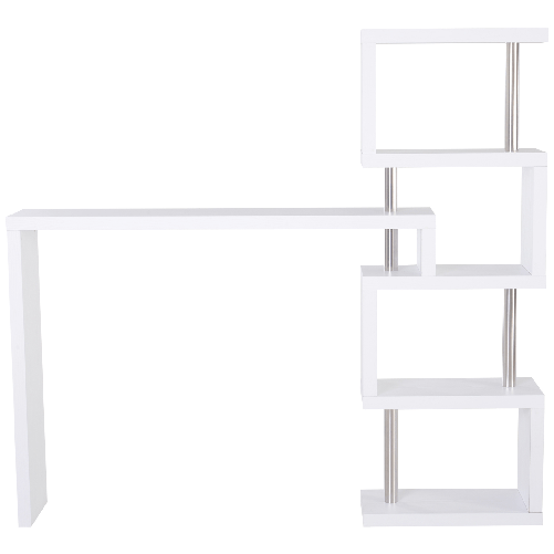 HOMCOM-HOMCOM-Moderna-Scrivania-con-Libreria-Ruotabile-Adatta-per-Ottimizzare-lo-Spazio-Finitura-Legno-Bianco