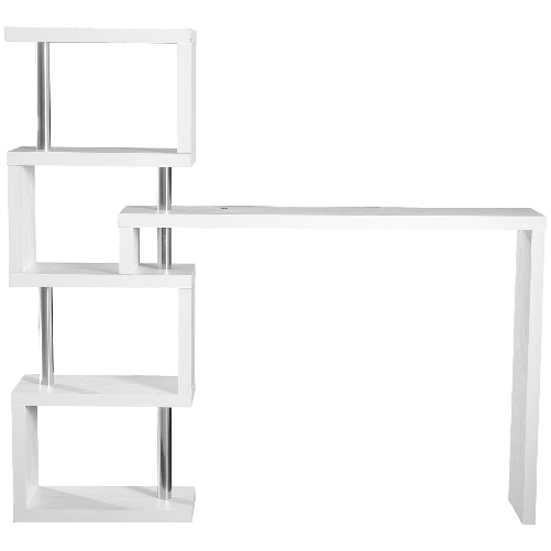 HOMCOM-HOMCOM-Moderna-Scrivania-con-Libreria-Ruotabile-Adatta-per-Ottimizzare-lo-Spazio-Finitura-Legno-Bianco