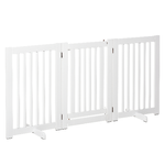 PawHut Cancellino per Cani Pieghevole a 3 Pannelli, Porta Centrale con Blocco, Struttura in MDF, 155x76cm Bianco