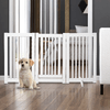 PawHut-Cancellino-per-Cani-Pieghevole-a-3-Pannelli-Porta-Centrale-con-Blocco-Struttura-in-MDF-155x76cm-Bianco