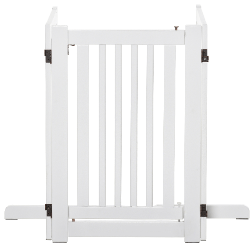 PawHut-Cancellino-per-Cani-Pieghevole-a-3-Pannelli-Porta-Centrale-con-Blocco-Struttura-in-MDF-155x76cm-Bianco