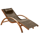 Outsunny Sdraio da Giardino Ergonomica, Lettino Prendisole con Poggiatesta Imbottito in Legno e Tessuto, 161 x 72 x 68 cm, Marrone